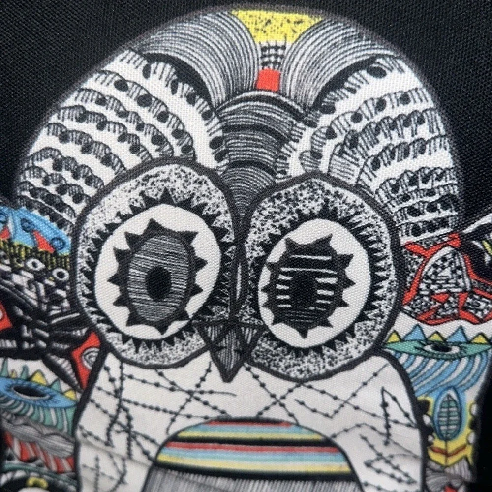 Psychedelic Owl Decorative Throw Pillow Black Canvas Boho Abstract Art Accent